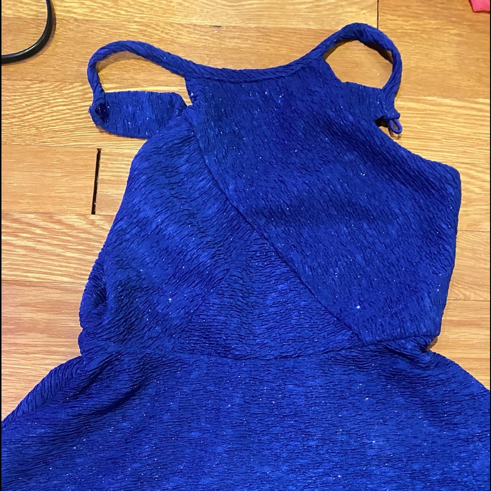 sparkly blue halter dress